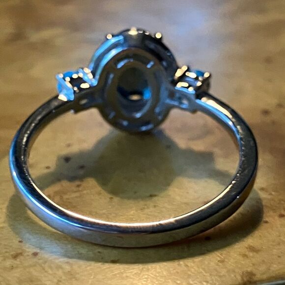 London Blue Topaz Sleeping Beauty Turquoise Sterling Silver Ring Size 9 - Picture 5 of 10